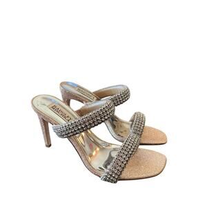Badgley Mischka Sade Jeweled Double-Band Stiletto Heels Blush Gold NEW Size 7.5